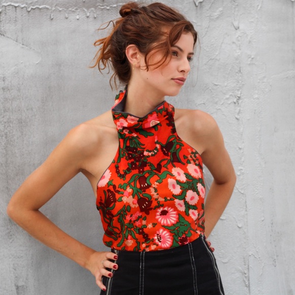 vintage reversible silk halter neck top - Picture 3 of 4